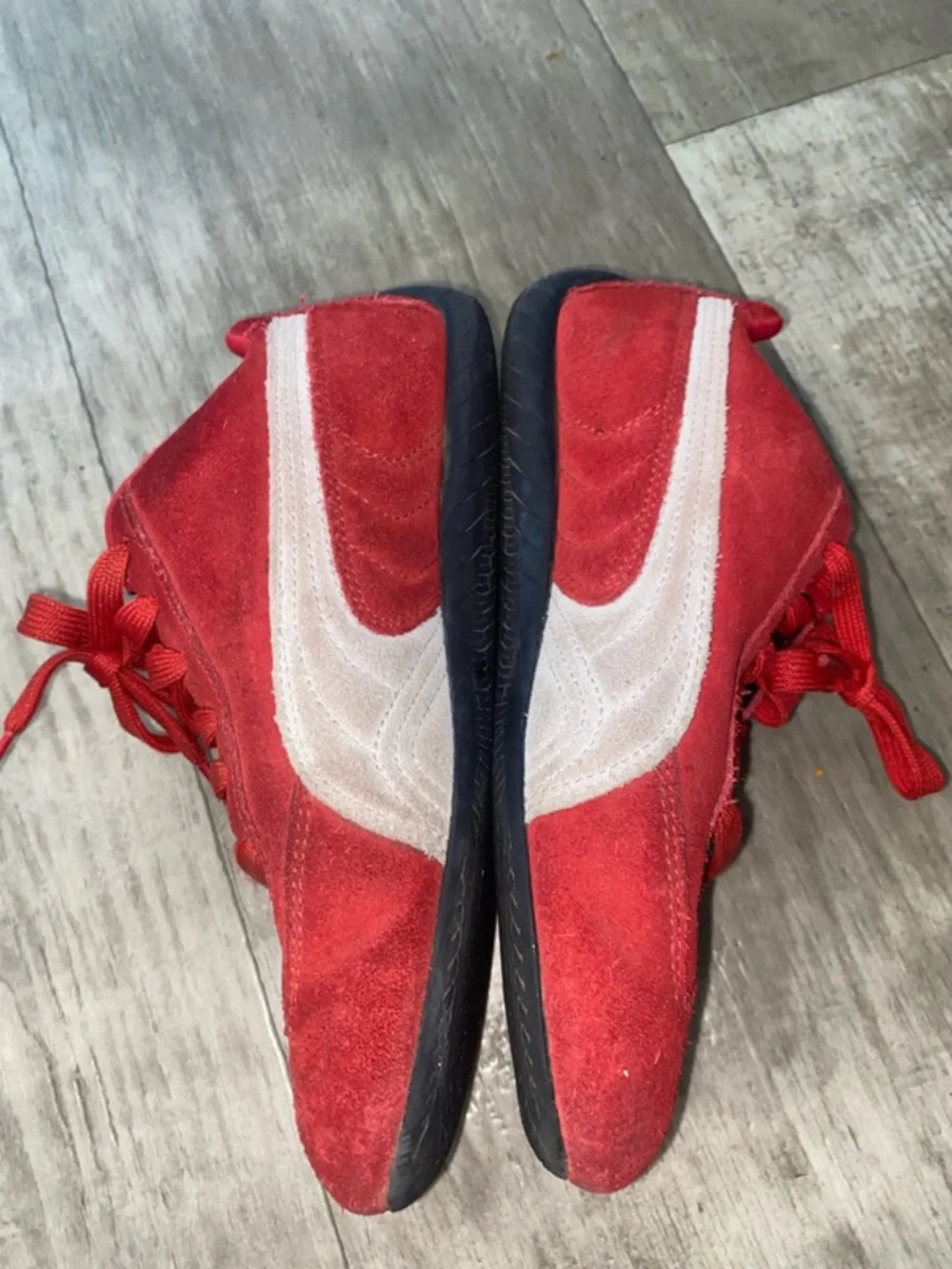 Puma Speedcat Kids Red Suede Sneakers with White Formstripe